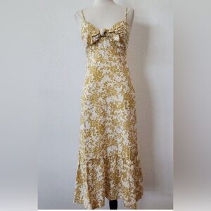 Monteau Los Angeles Gold Tiered Floral Dress